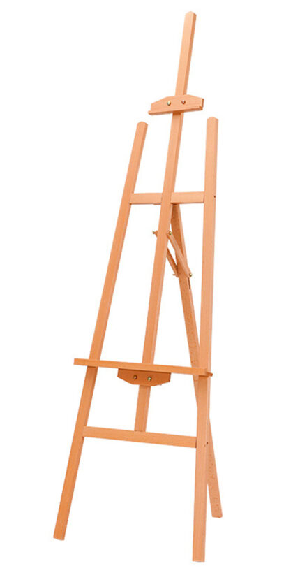 Sevalet pictura din lemn de pin 150 cm, pliabil, inaltime reglabila, suport panza pana la 80×100 cm – stabil si compact pentru artisti, culoare natur